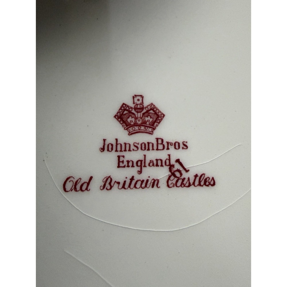 Vtg Johnson Brothers Old Britain Castles Pink Square Salad Plate Belvoir Castle - Picture 3 of 4